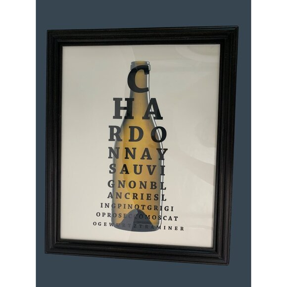 Pottery Barn Framed Wine Bottle Typography Print Art Decor Bar 7581 GUC - Picture 9 of 12